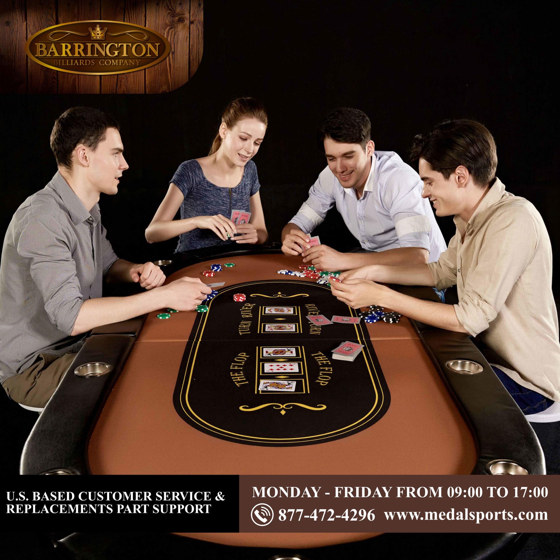 Barrington 10-Player Poker Table - MD Sports